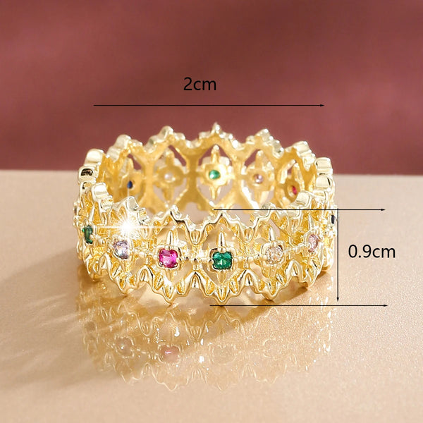 Elegant Fashion Hollow Lace Ring Women CZ Jewelry for Daily & Party Wear